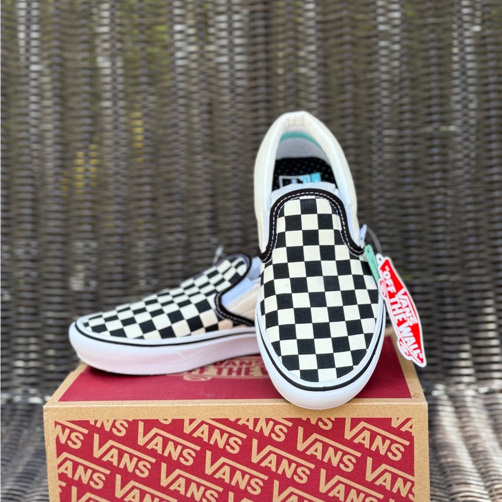 Vans Kids Black and White Checkered Slip-On Sneakers
